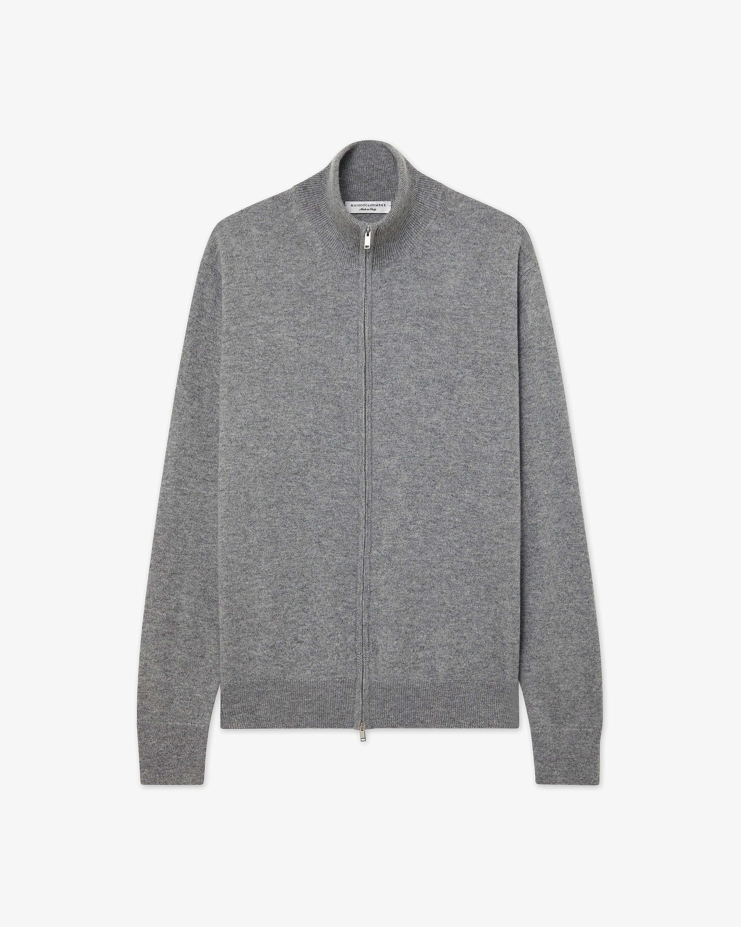 Men's Classic Zip Cardigan - Medium Grey 4XL Men > Zip Sweater