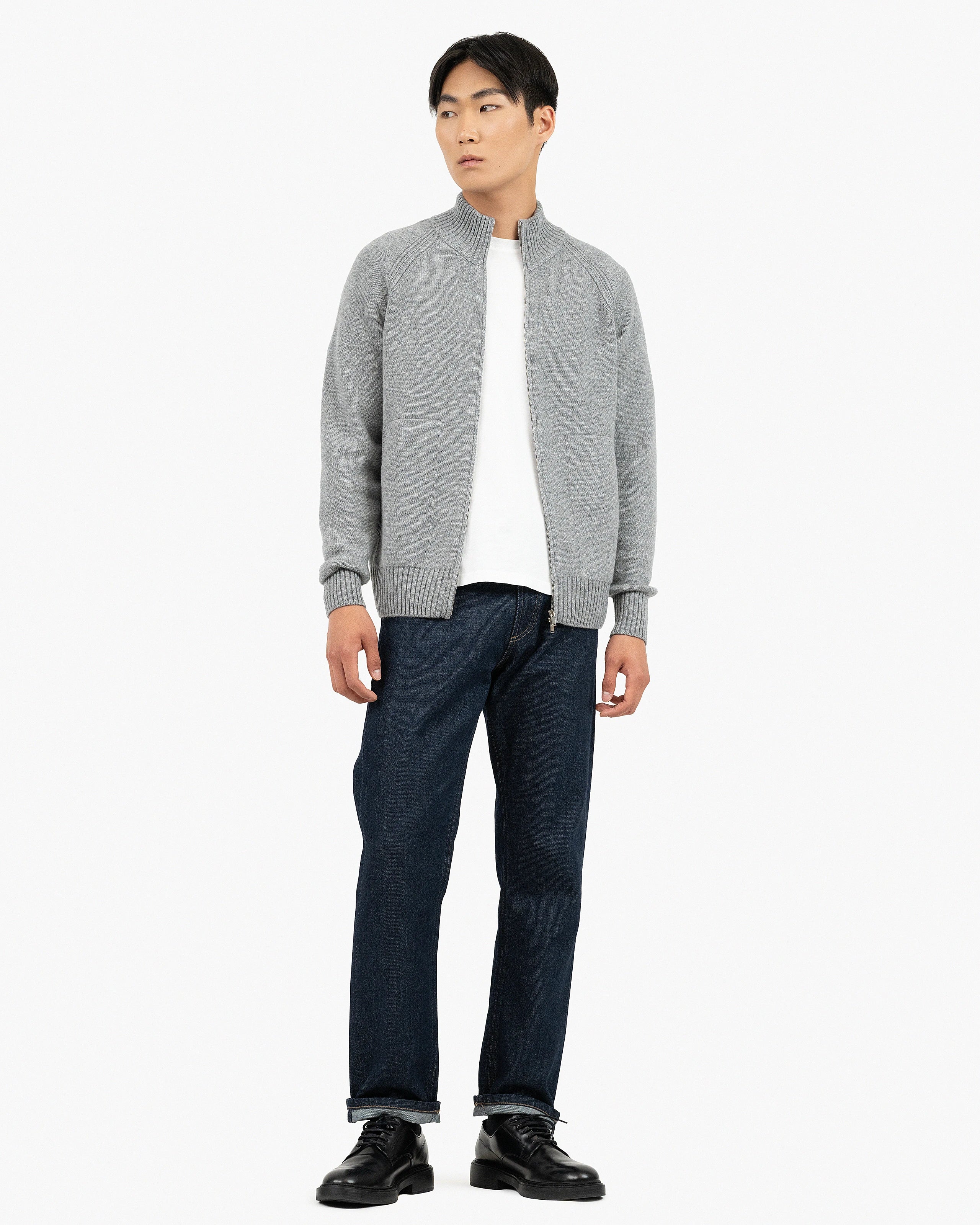 Men's Ampezzo Zip Cardigan - Medium Grey Men > Zip Sweater