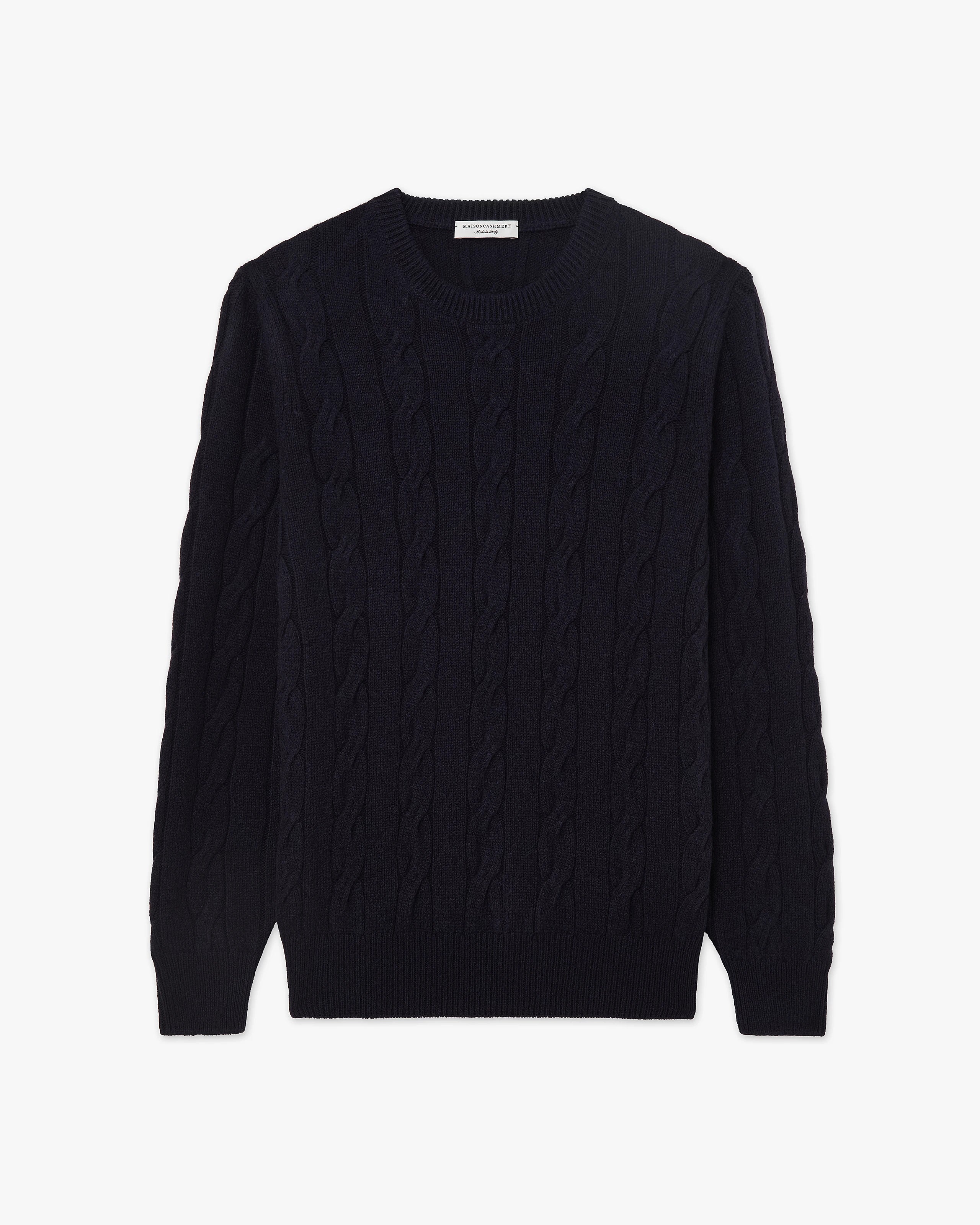 Men's Faloria Cable Crew Neck - Blue 4XL Men > Crewneck Sweater
