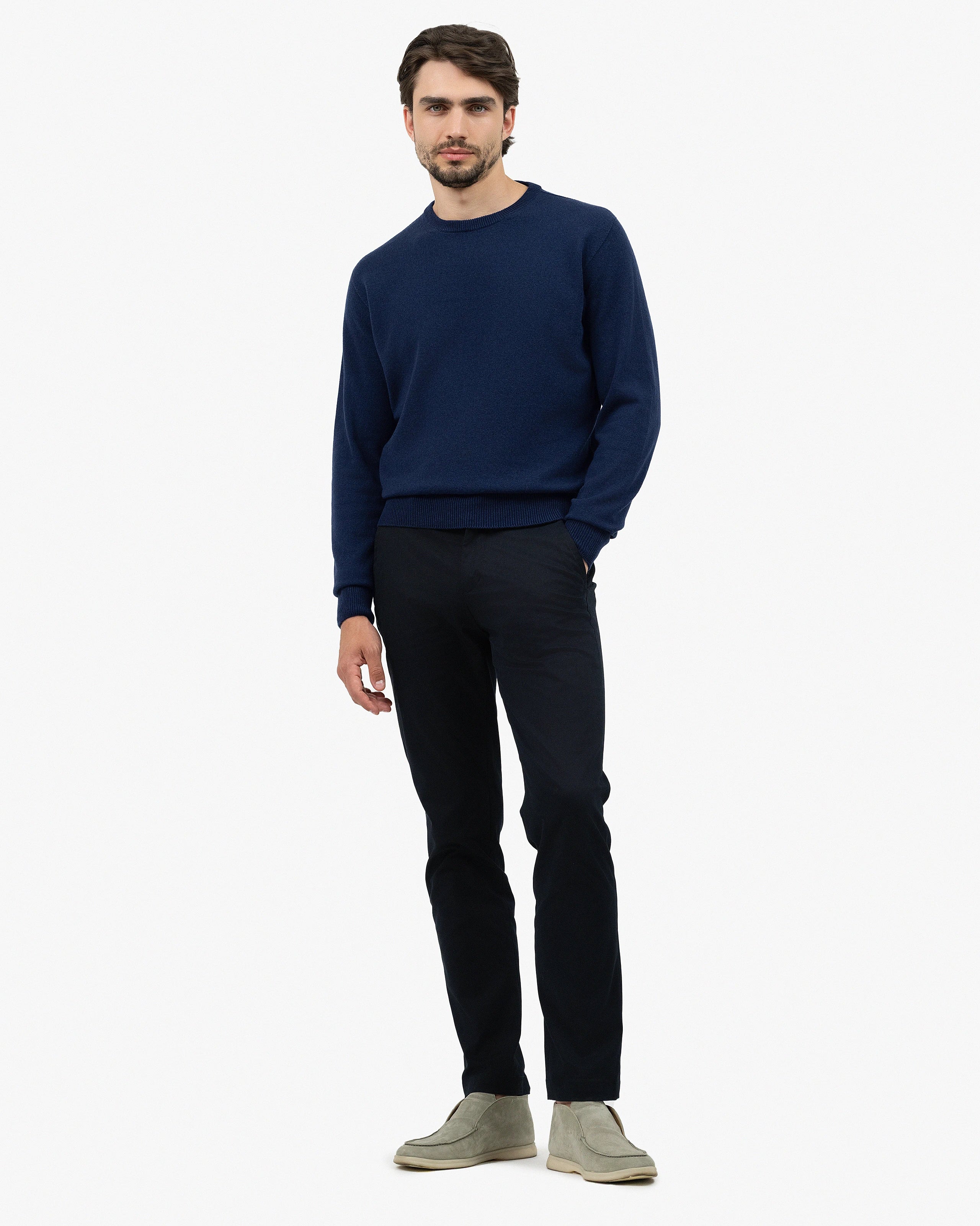 Men's Saxon Crew Neck Sweater - Blue Men > Crewneck Sweater