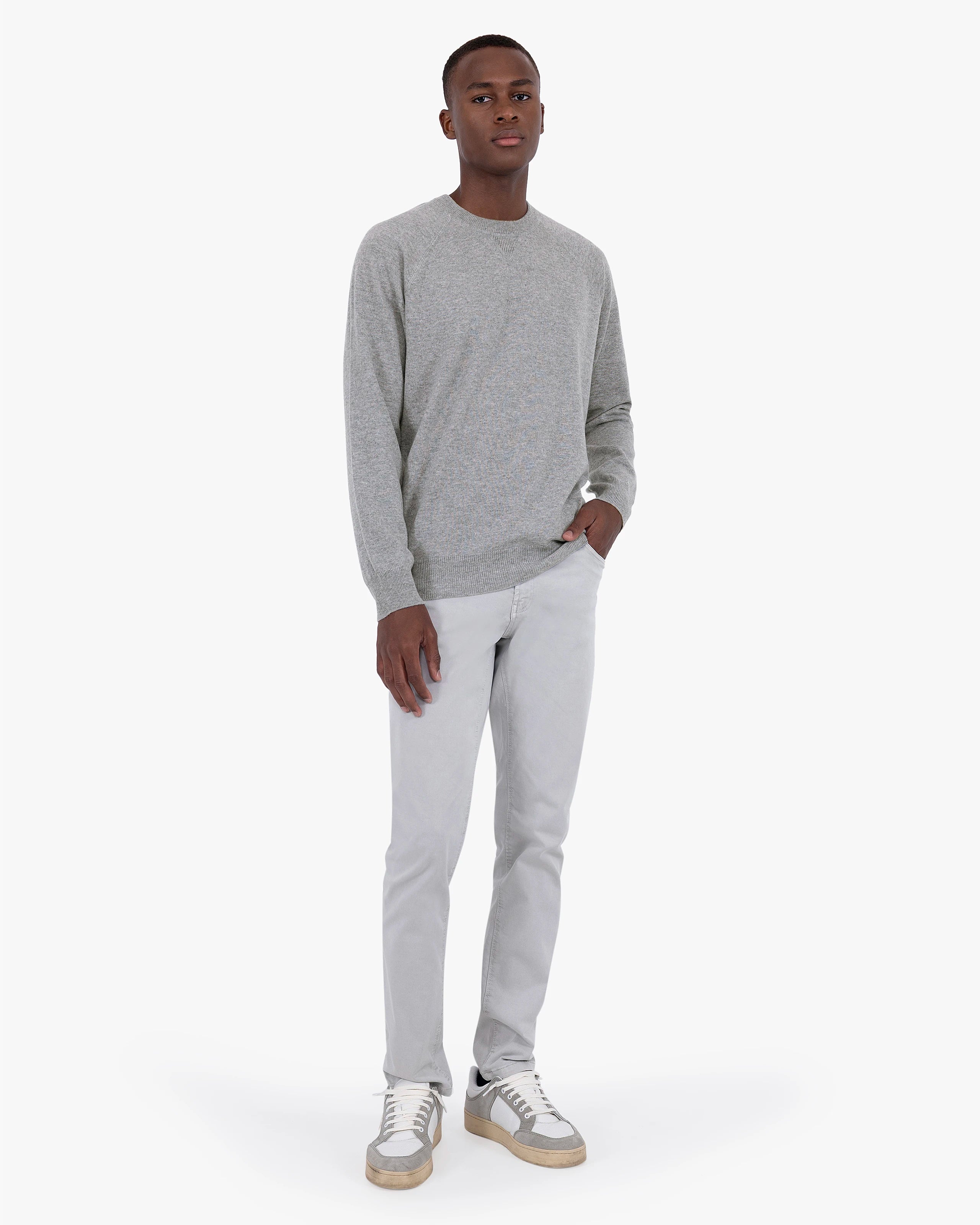 Men's Saxon Raglan Crew Neck Sweater - Medium Grey Men > Crewneck Sweater