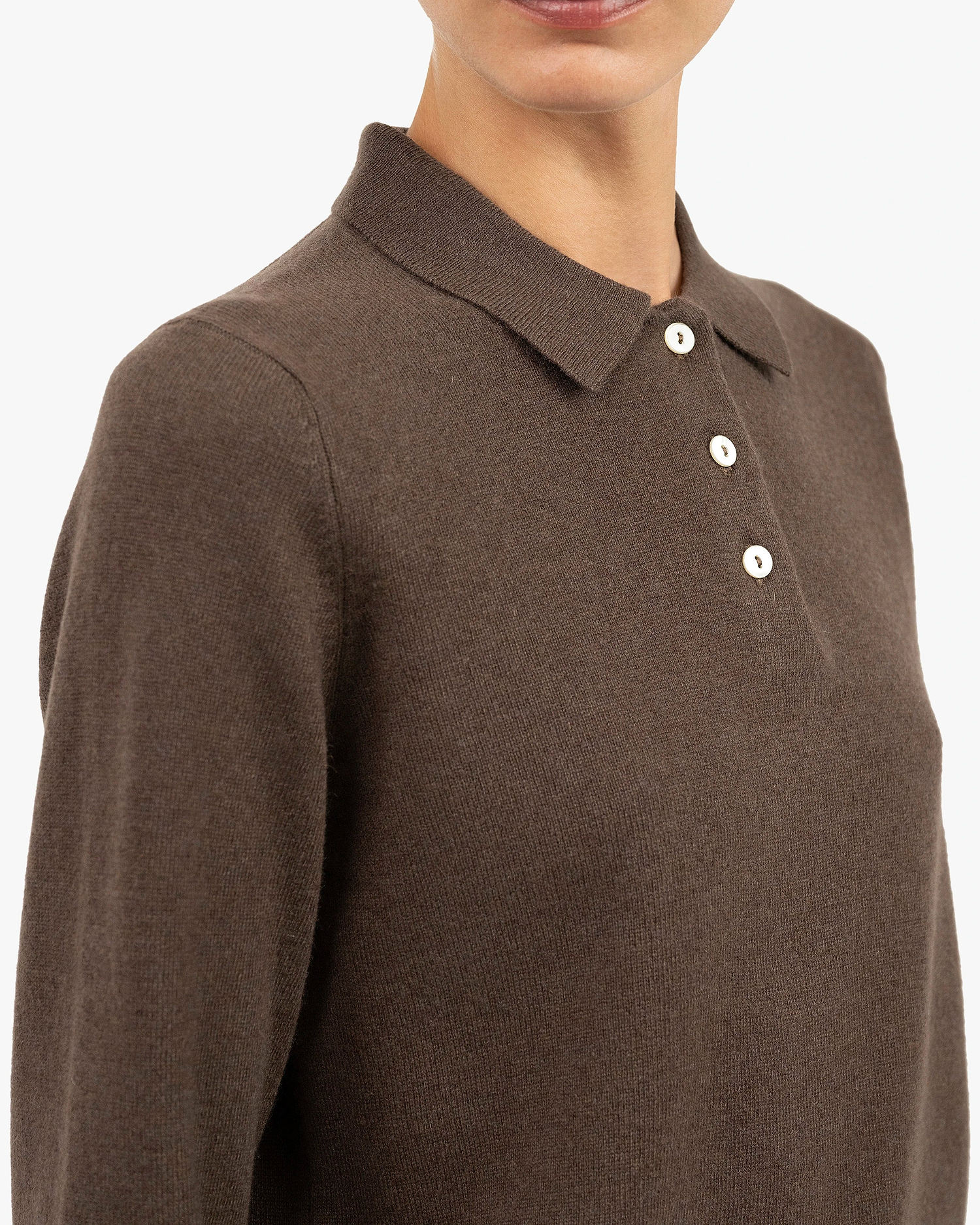 Women's Tribeca Polo Sweater - Brown Cashmere