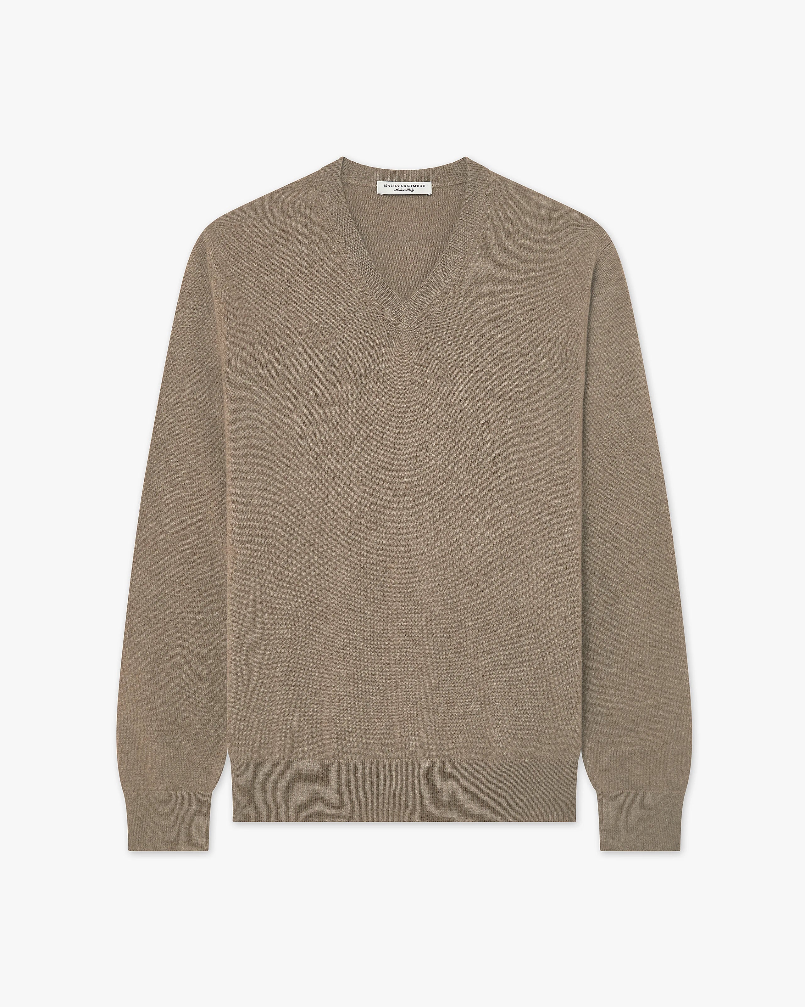 Men's Classic V-Neck Sweater - Taupe - Archive