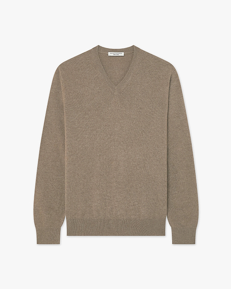 Men's Classic V-Neck Sweater - Taupe - Archive
