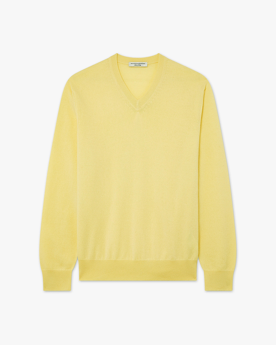 Men's Classic V-Neck Sweater - Yellow - Archive