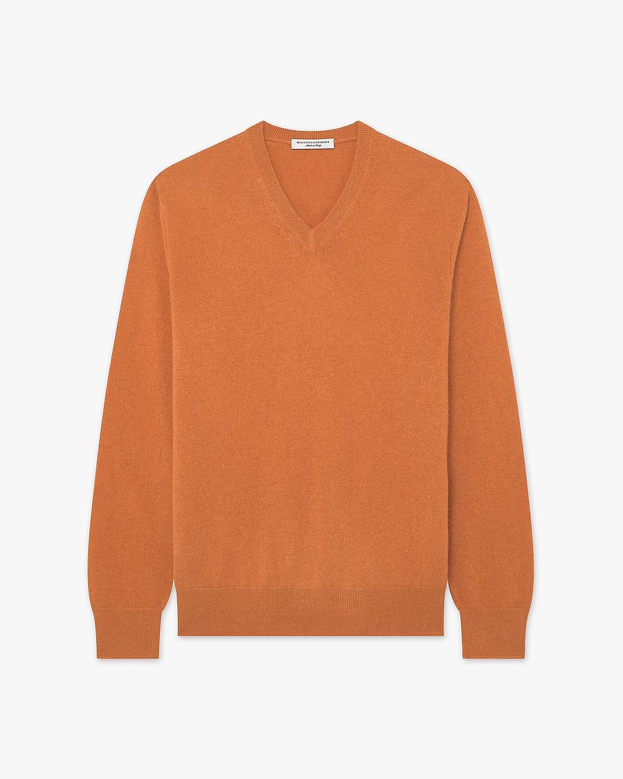 Classic V-Ausschnittpullover Herren - Orange - Archiv