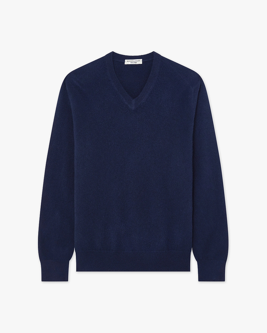 Classic V-Ausschnittpullover Herren - Blau - Archiv