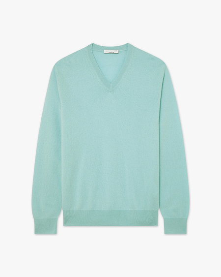 Pull Col V Classic Homme - Cyan - Archive