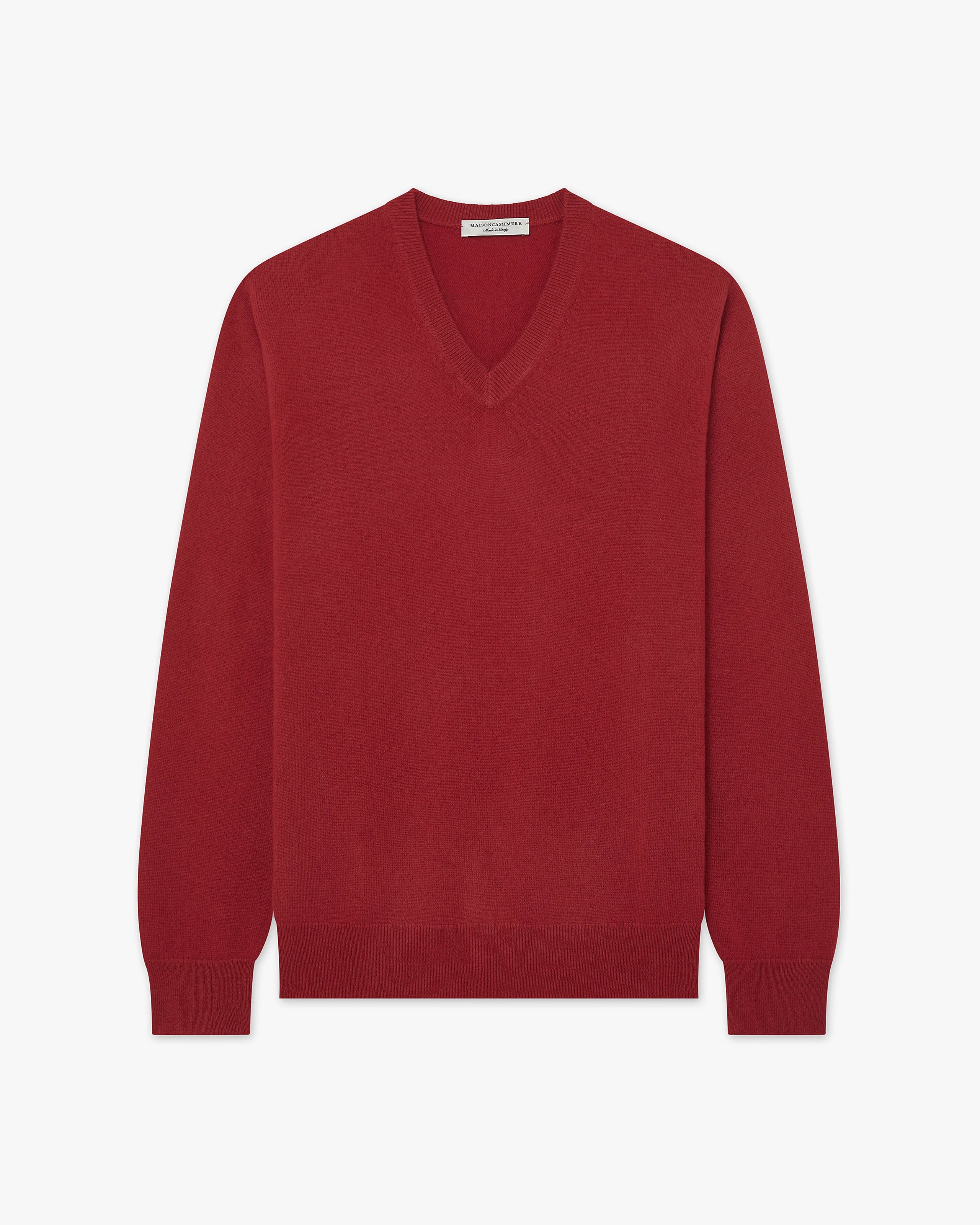 Men's Classic V-Neck Sweater - Red - Archive