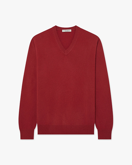 Men's Classic V-Neck Sweater - Red - Archive
