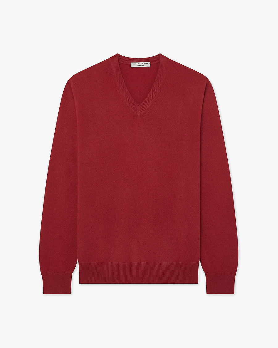 Pull Col V Classic Homme - Rouge - Archive