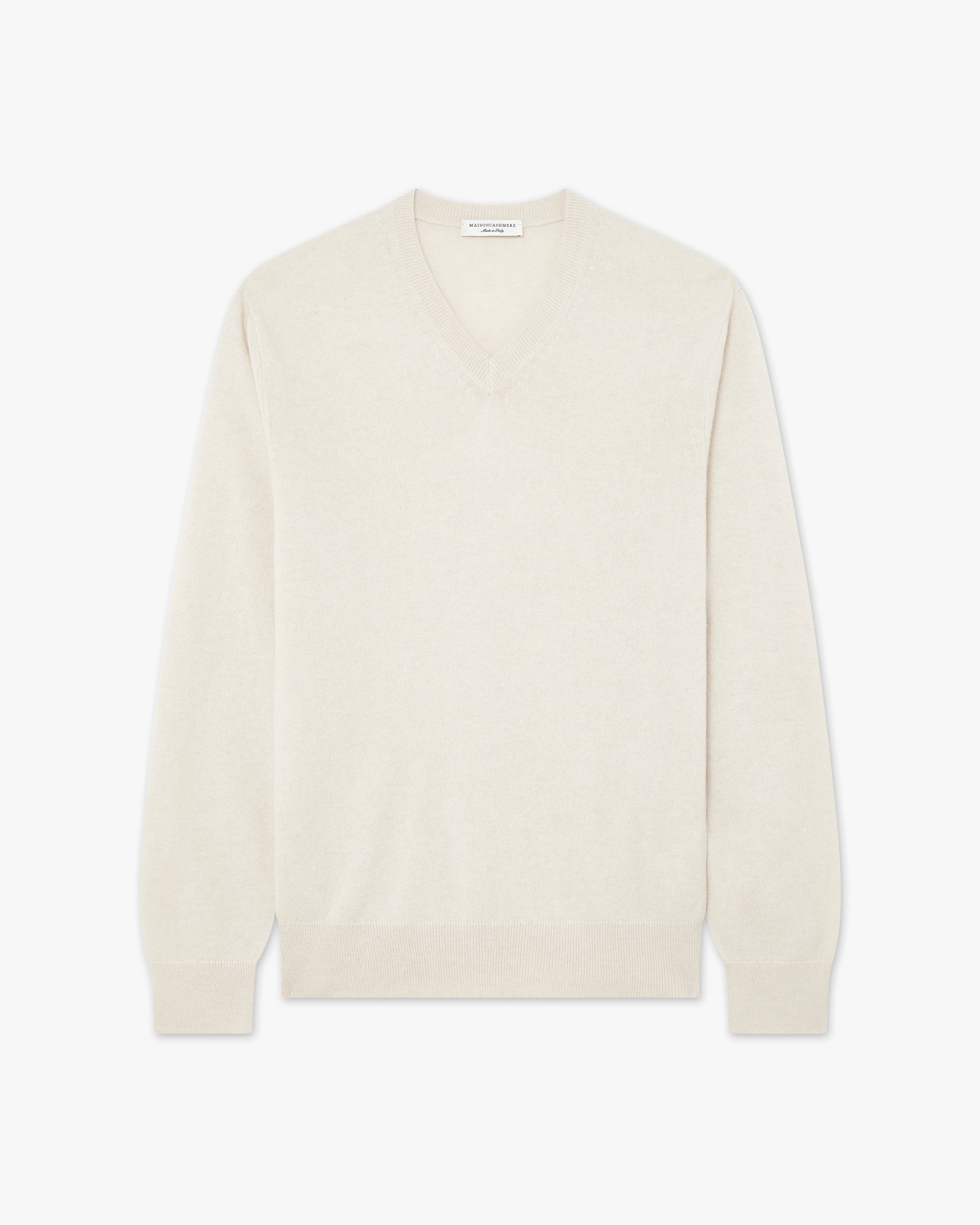Men's Classic V-Neck Sweater - Off White - Archive