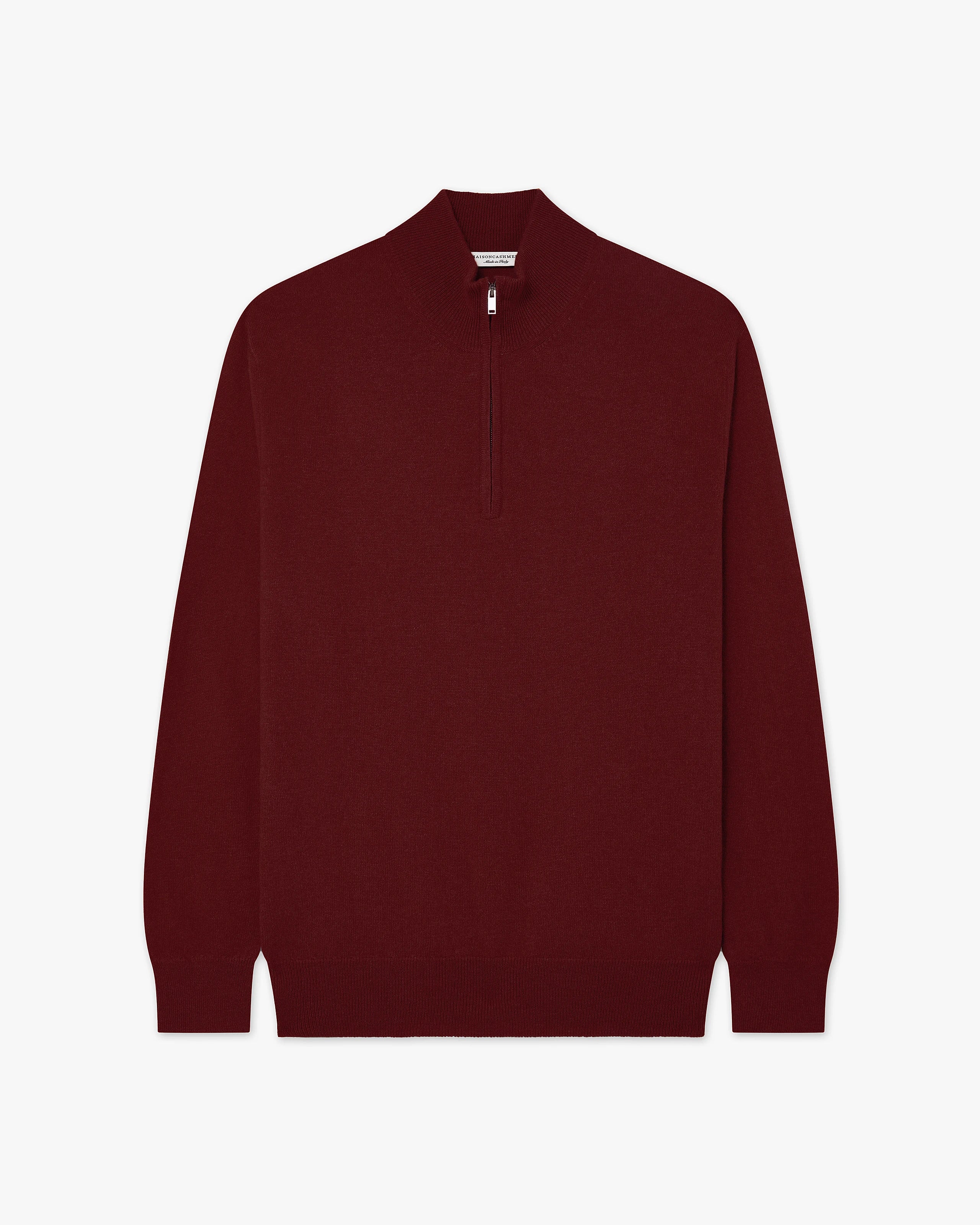 Pull Col Cheminée Zippé Classic Homme - Bordeaux - Archive