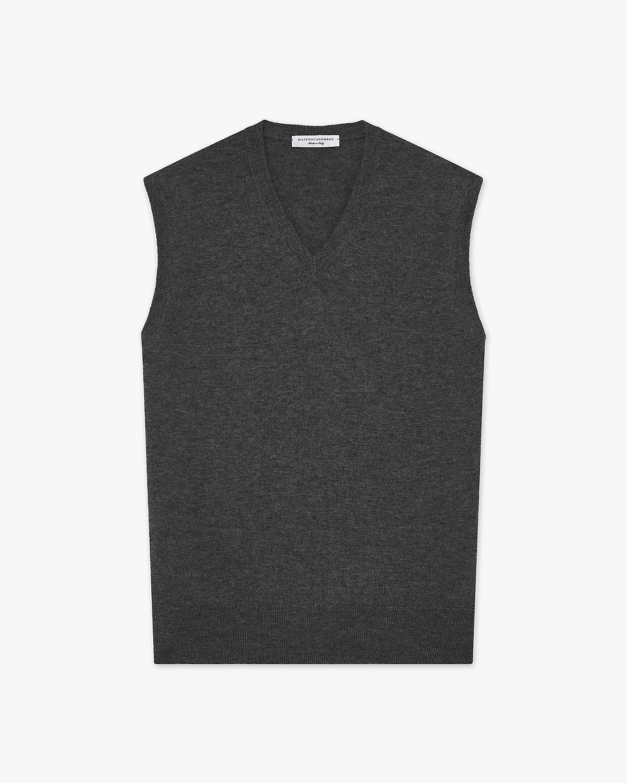 Maglia Gilet Scollo V Classic Uomo - Grigio Scuro - Archivio
