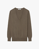 Essential V-Ausschnittpullover Damen - Braun - Archiv