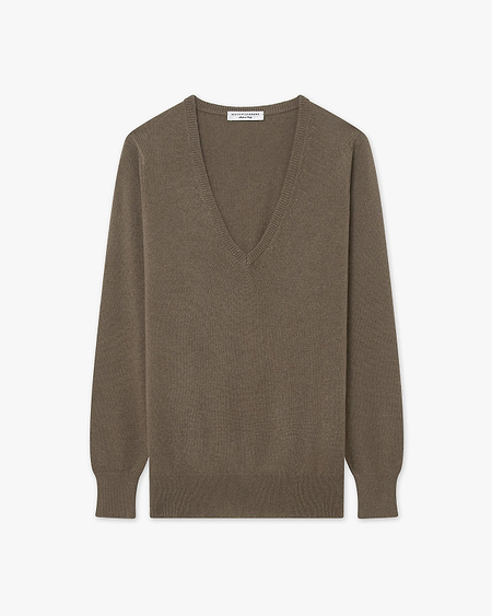 Women's Essential V-Neck Sweater - Brown - Archive
