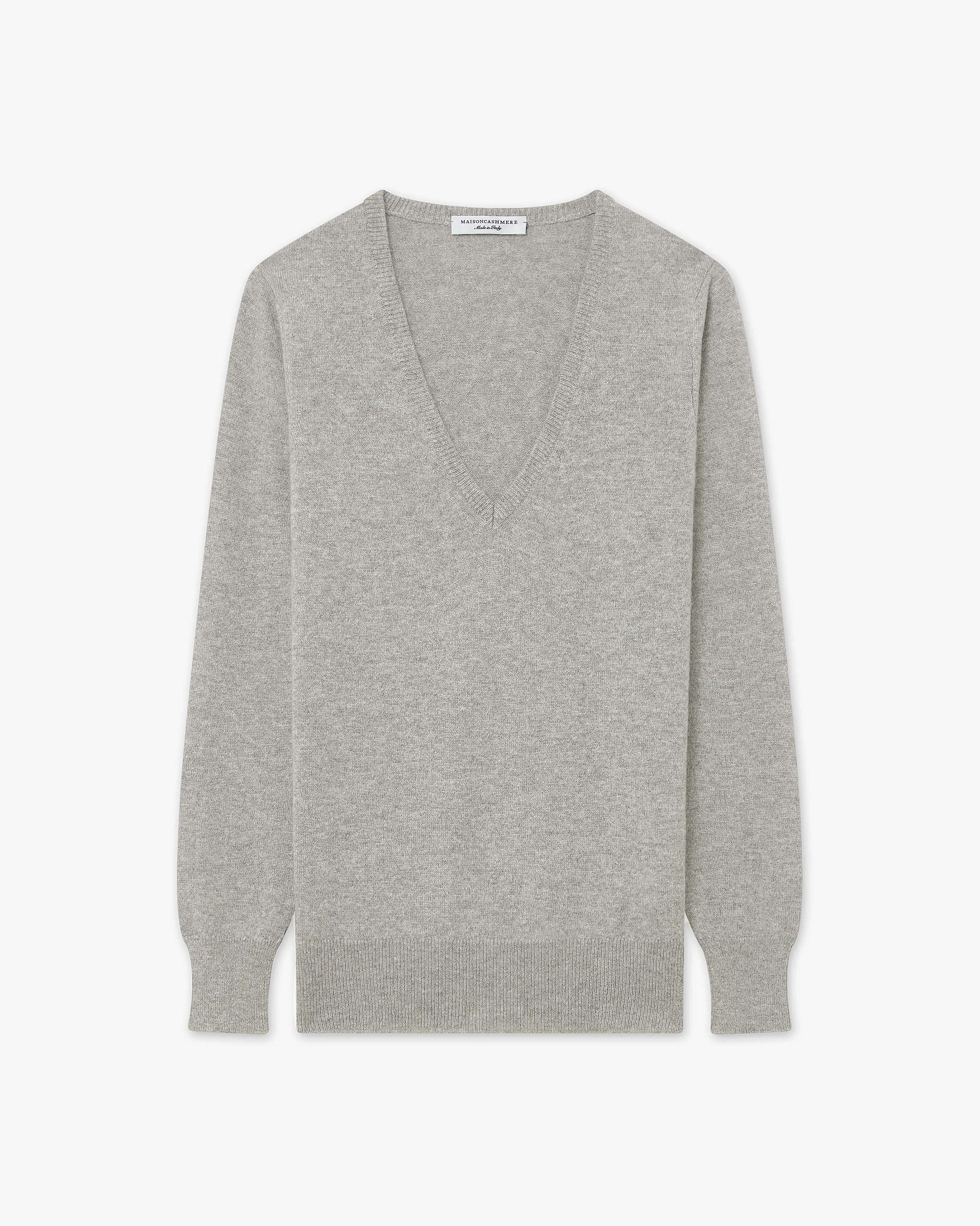 Pull Col V Essential Femme - Gris Clair - Archive