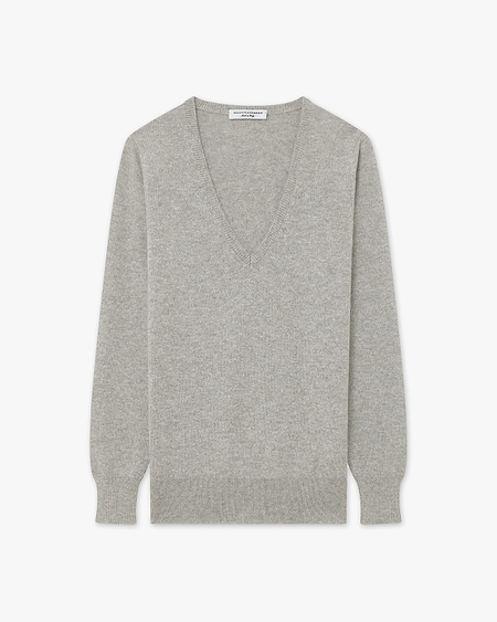 Pull Col V Essential Femme - Gris Clair - Archive