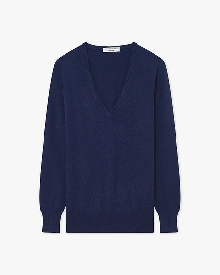Women's Essential V-Neck Sweater - Blue - Archive