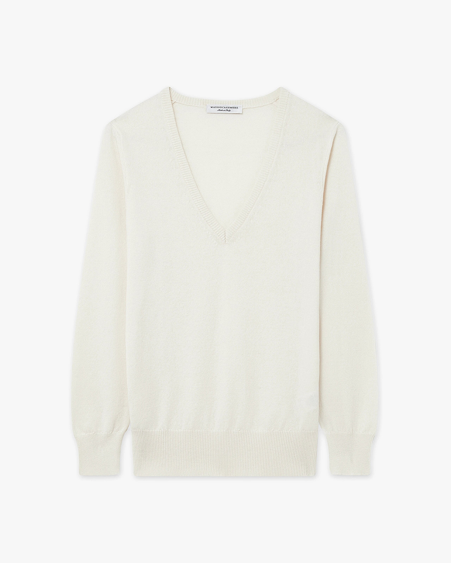 Women's Essential V-Neck Sweater - Off White - Archive