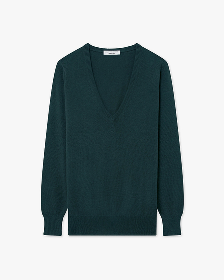 Pull Col V Essential Femme - Vert - Archive