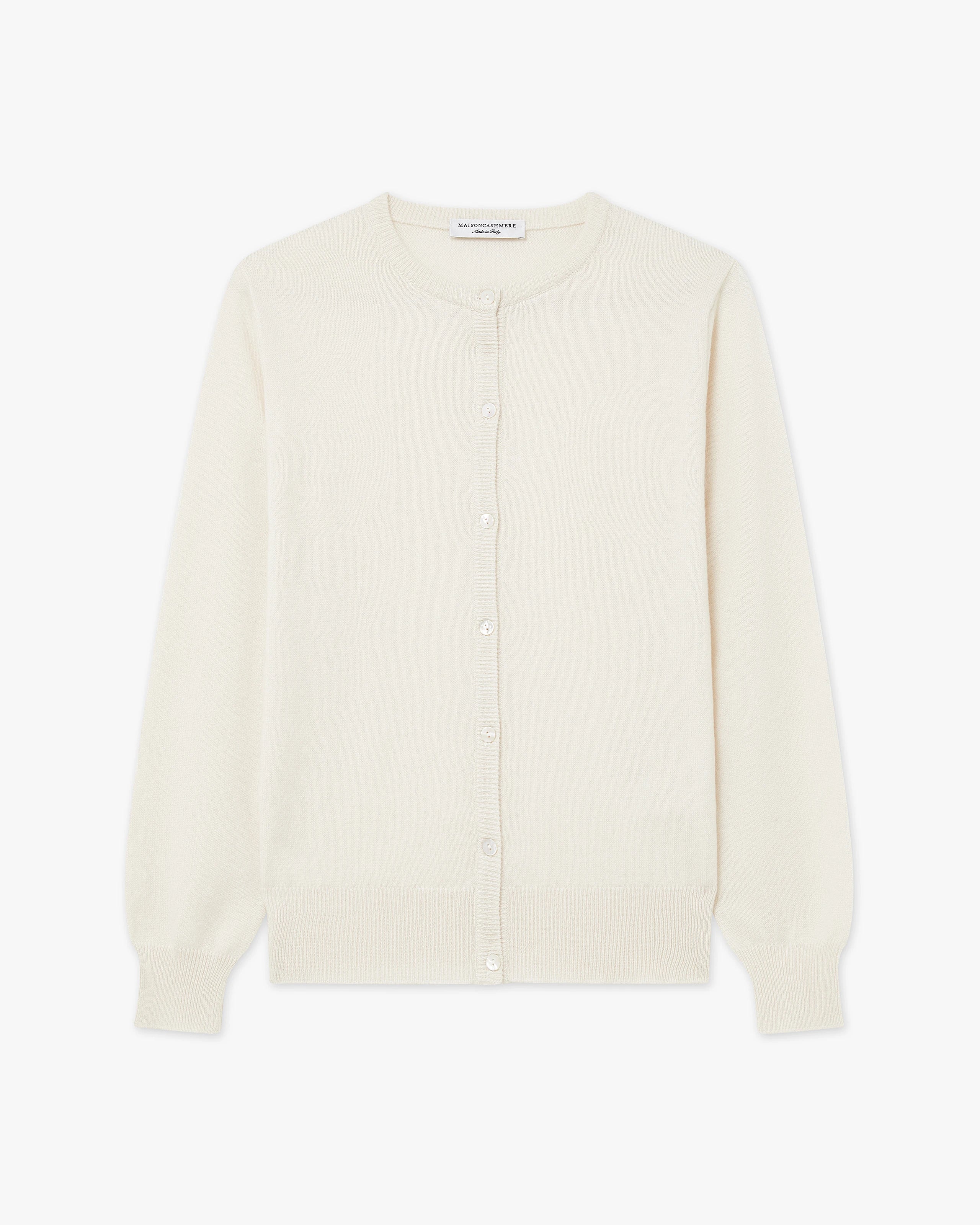 Essential Crew Neck Cardigan - White - Archive