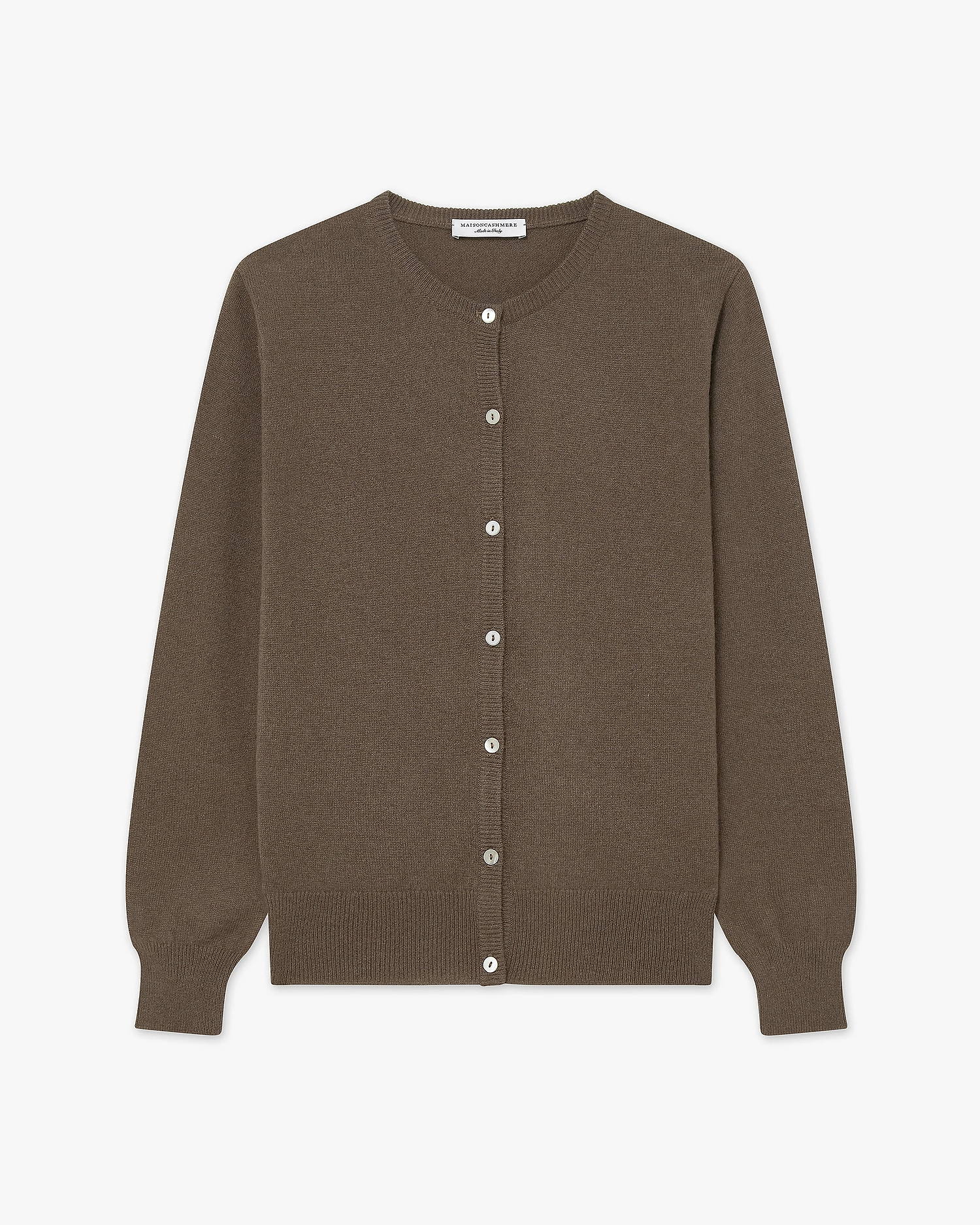 Essential Crew Neck Cardigan - Brown - Archive