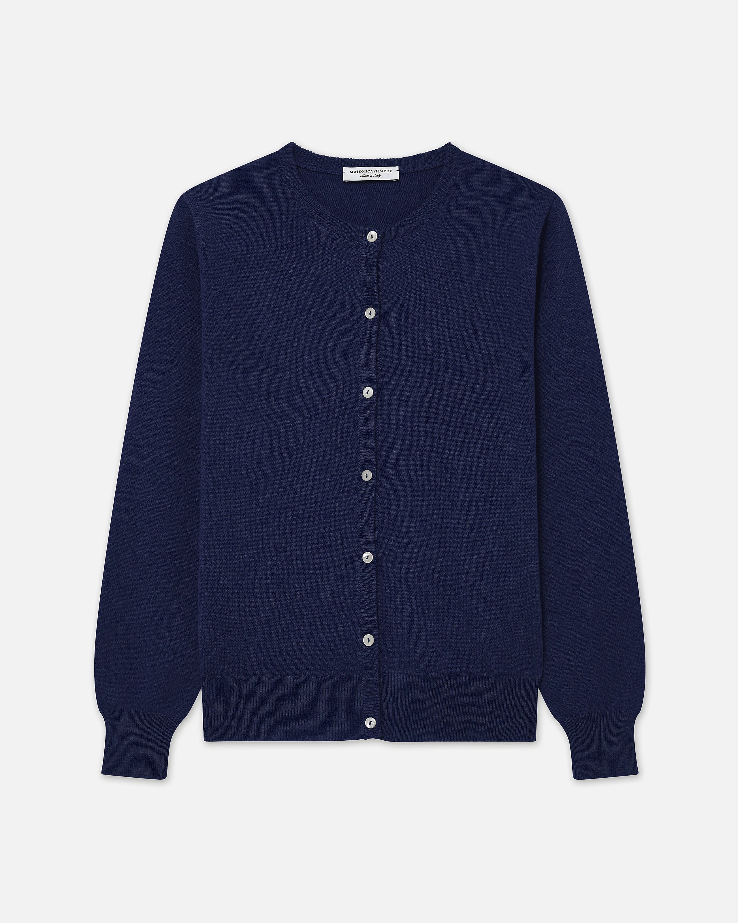 Essential Crew Neck Cardigan - Blue - Archive