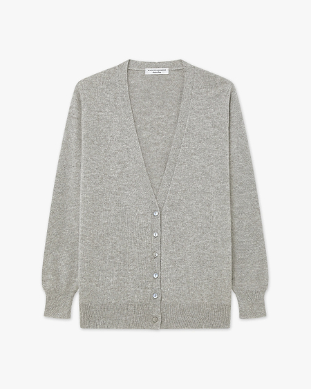 Women's Essential V-Neck Cardigan - Light Grey - Archive