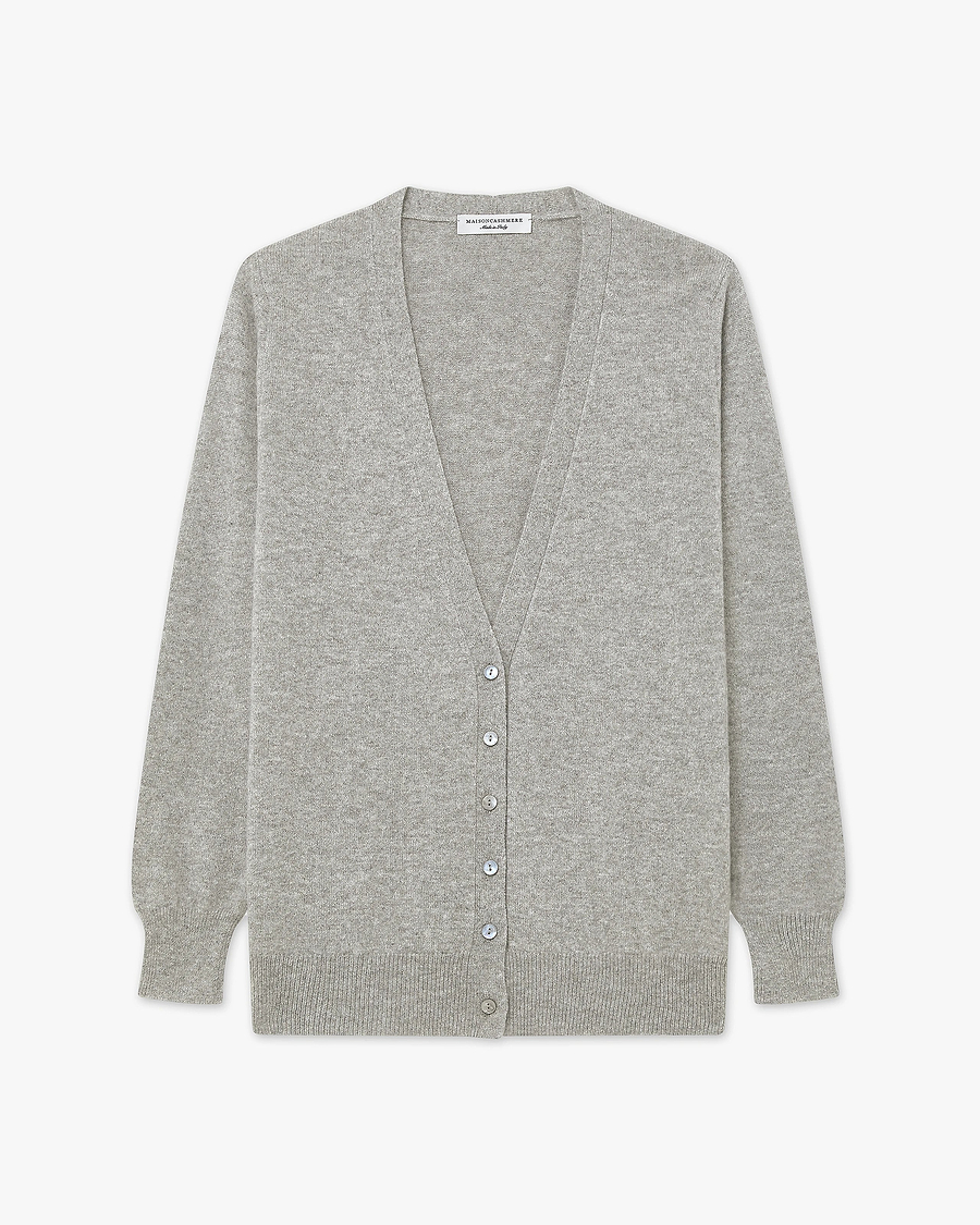Cardigan Scollo V Essential Donna - Grigio Chiaro - Archivio