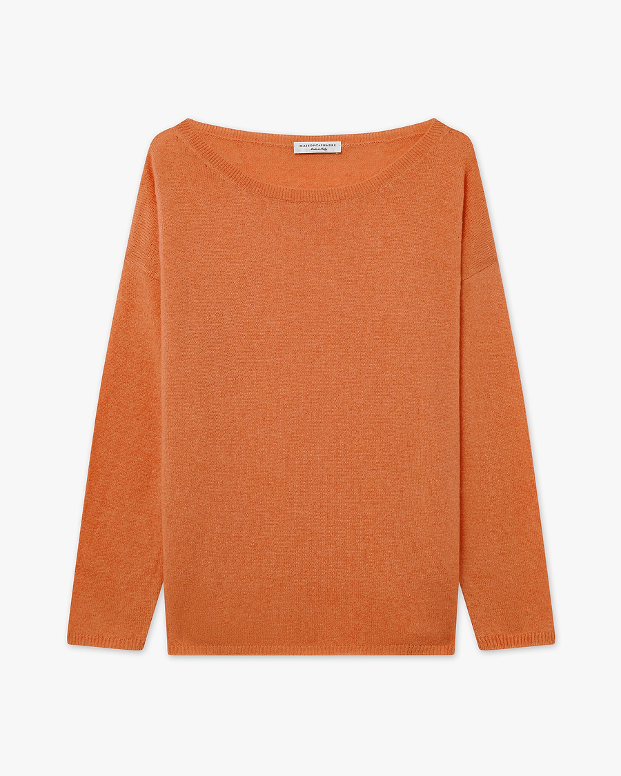 Lightness Boat Neck Sweater - Orange - Archive