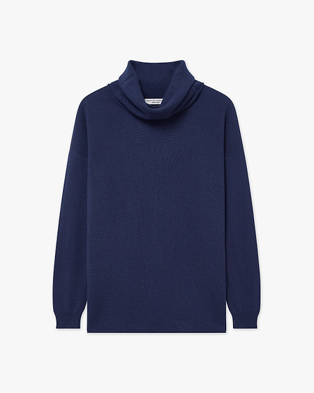 Lightness Wasserfallkragen Pullover - Blau - Archiv