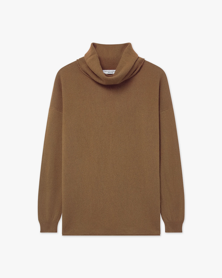 Lightness Wasserfallkragen Pullover - Camel - Archiv