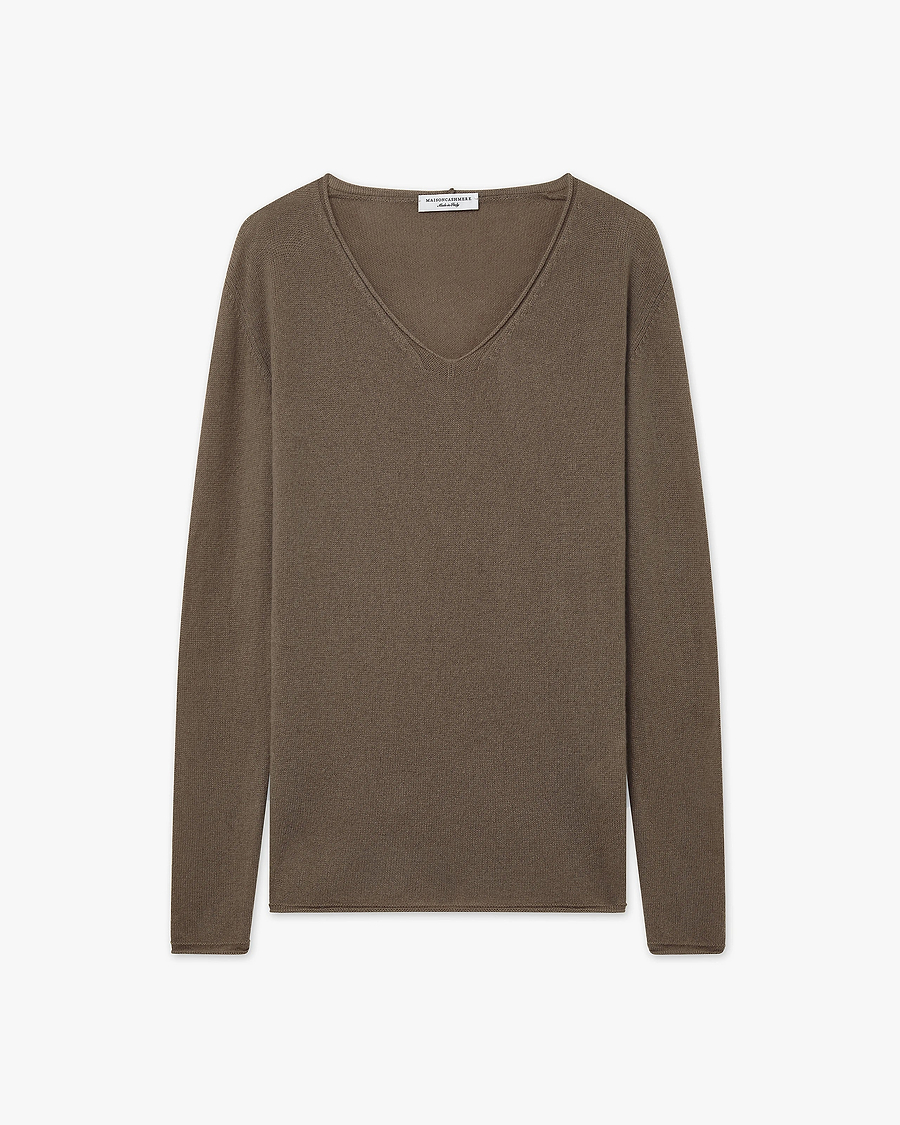 Lightness V-Neck Sweater - Brown - Archive