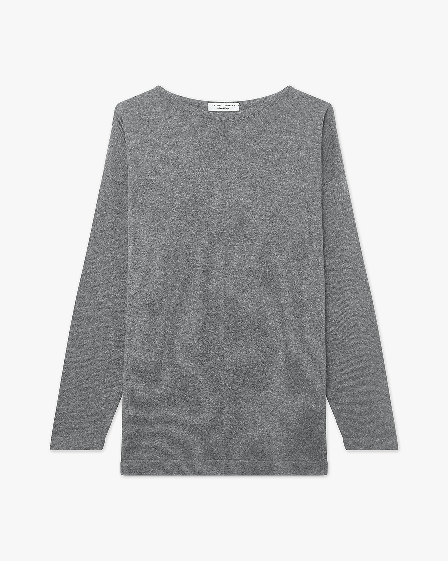 Mollis Boat Neck Sweater - Medium Grey - Archive