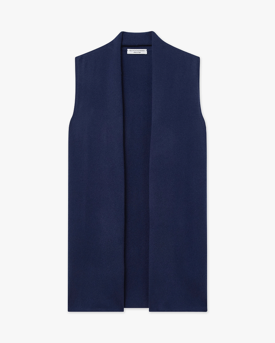 Essential Sleeveless Cardigan - Blue - Archive