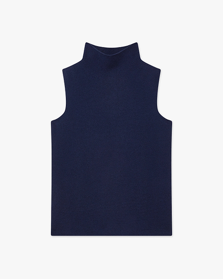 Soffio Mock Neck Top - Blue - Archive