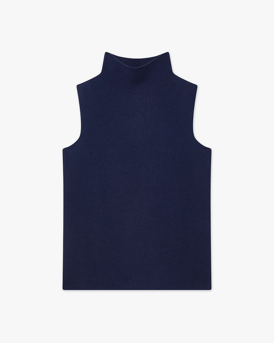 Soffio Mock Neck Top - Blue - Archive