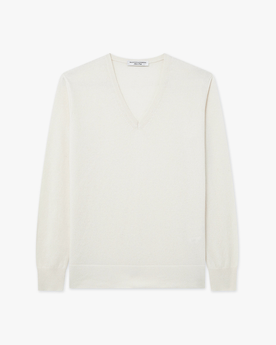 Women's Florenz V-Neck Jumper - Off White - Archive