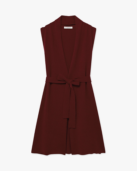 Essential Sleeveless Cardigan - Bordeaux - Archive