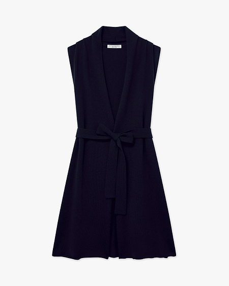 Essential Sleeveless Cardigan - Night Blue - Archive