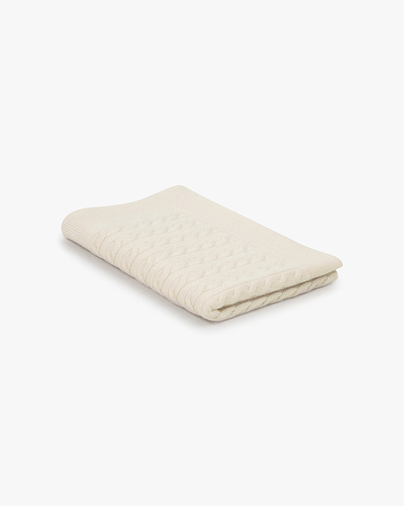 Cable Knit Baby Blanket - White Cashmere