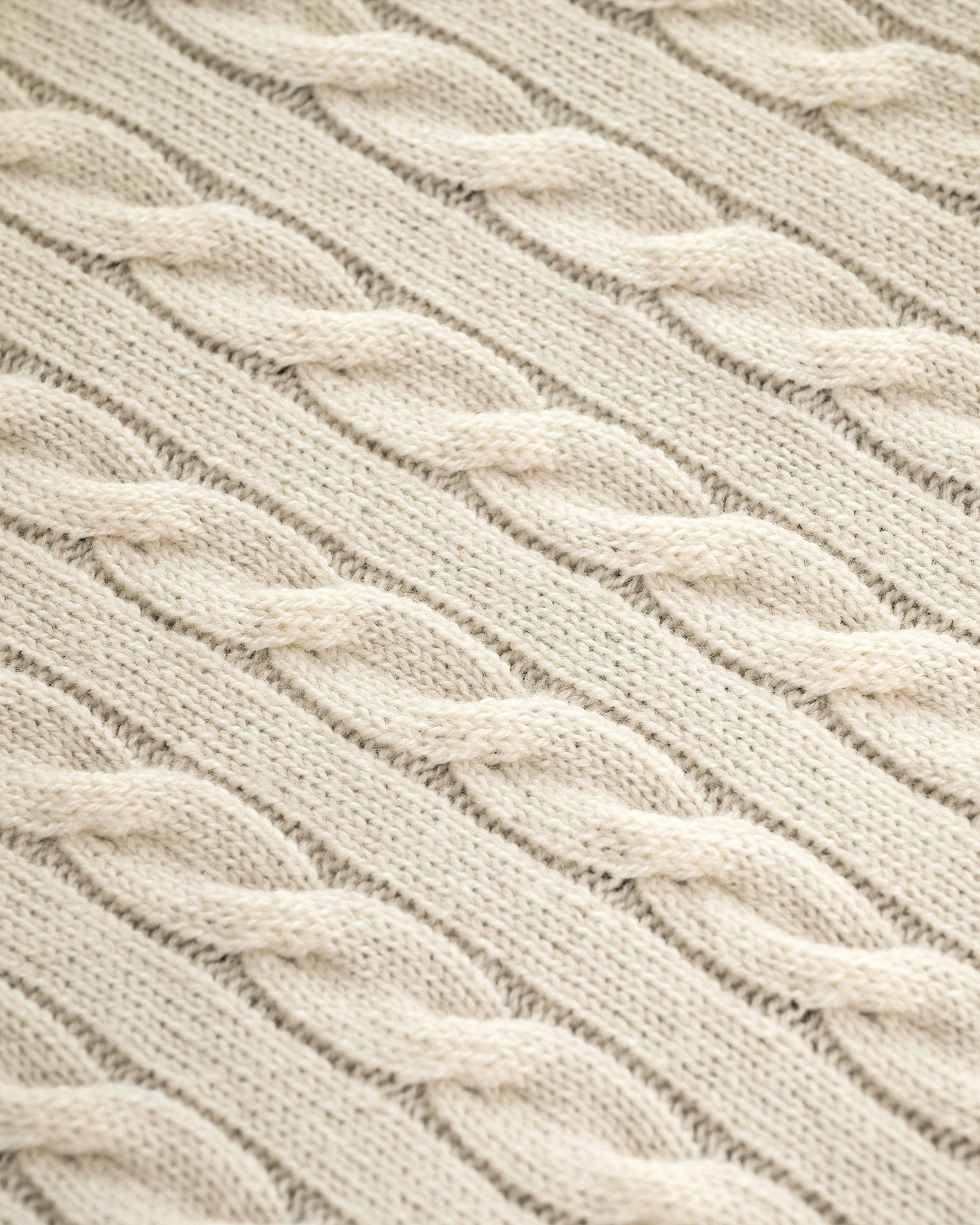 Cable Knit Baby Blanket - White Cashmere