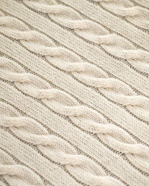 Cable Knit Baby Blanket - White Cashmere