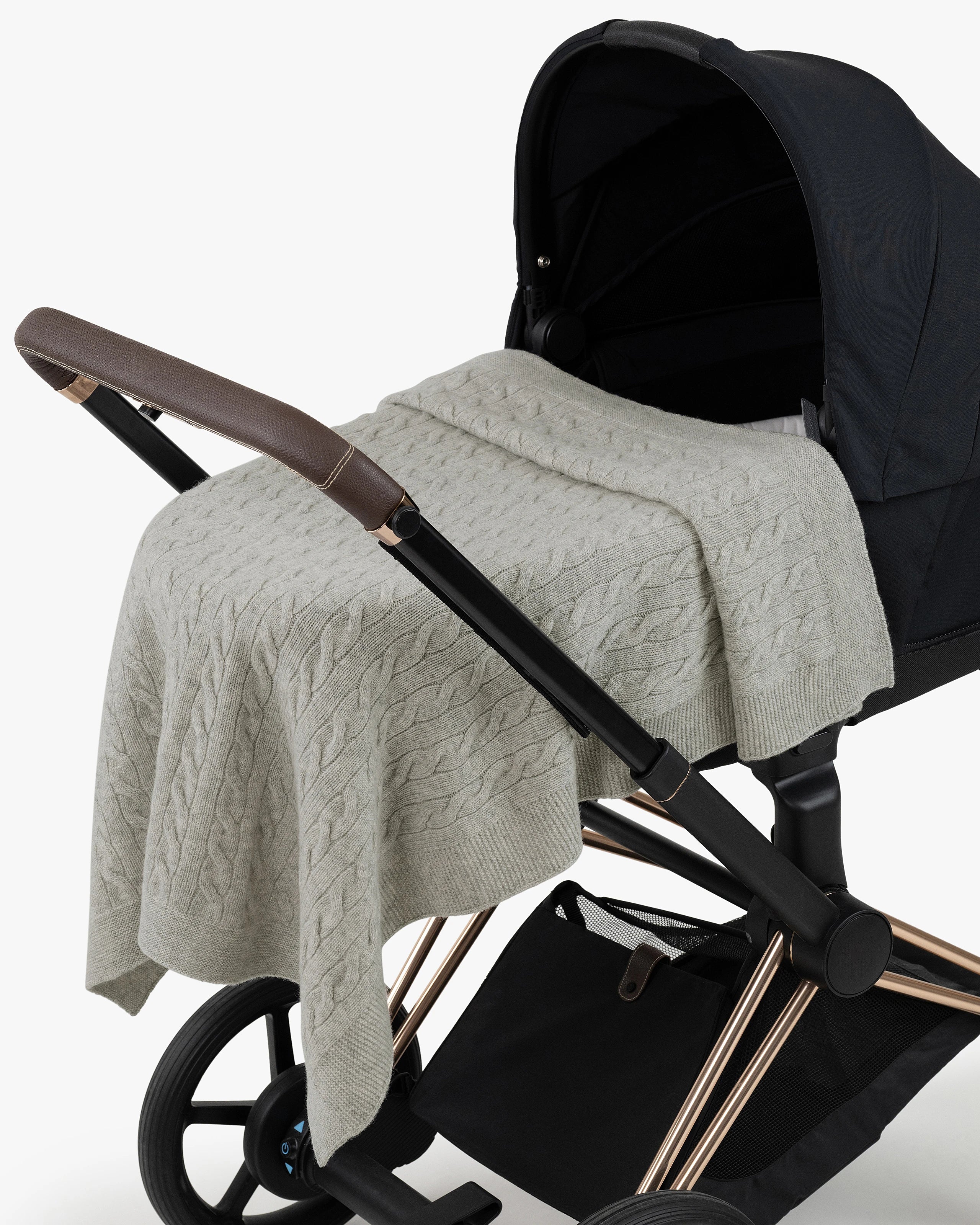 Cable Knit Baby Blanket - Light Grey Cashmere
