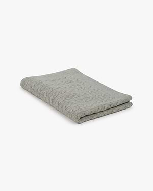 Cable Knit Baby Blanket - Light Grey