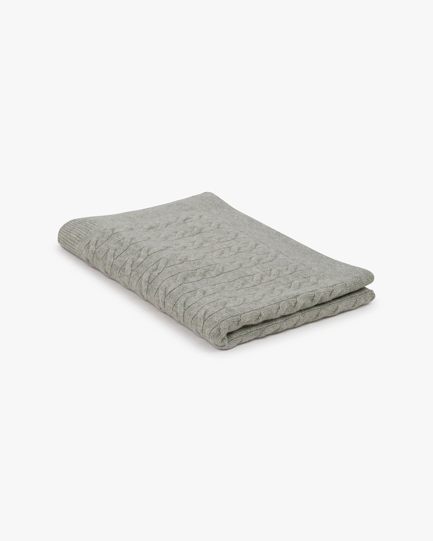 Cable Knit Baby Blanket - Light Grey Cashmere