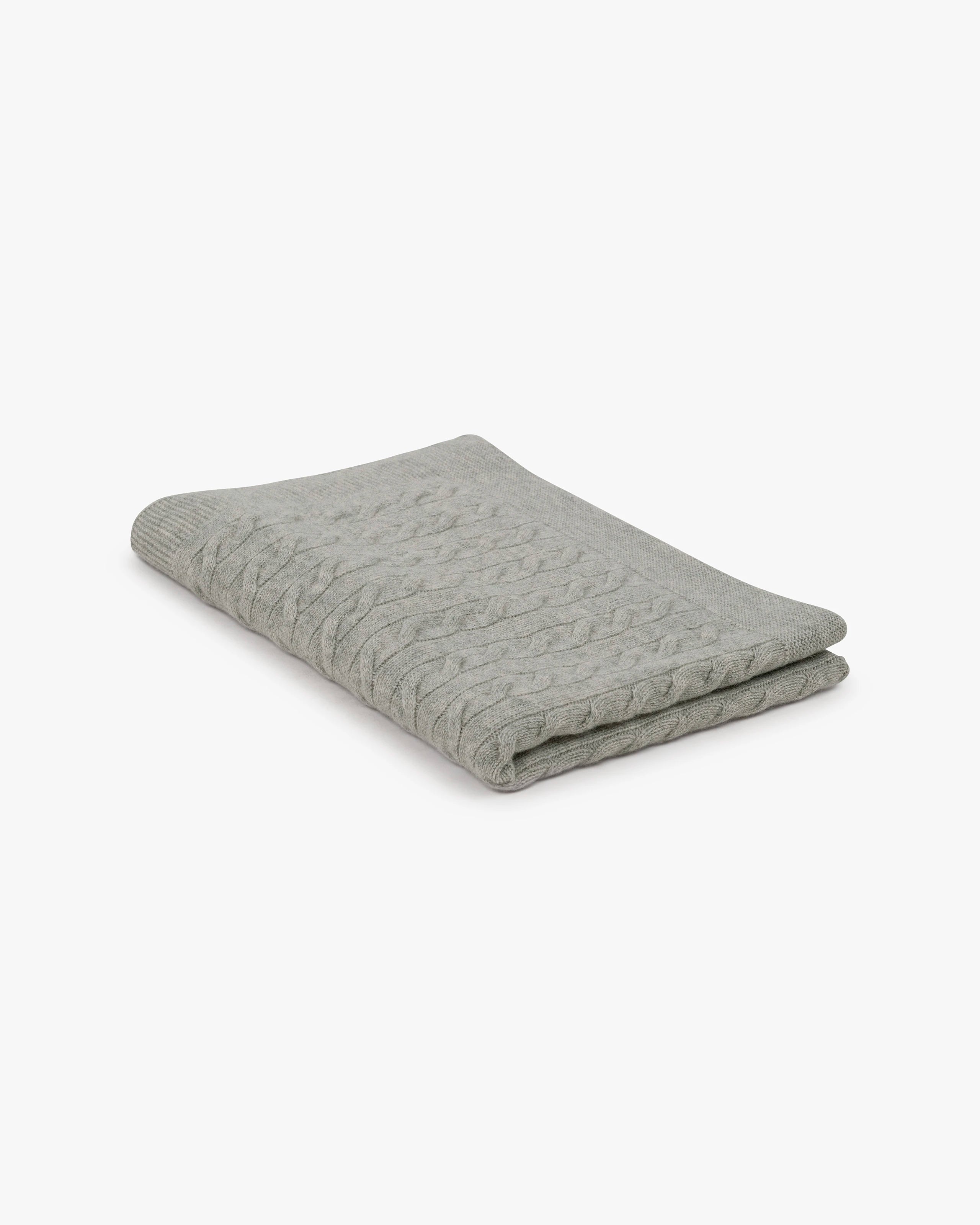 Cable Knit Baby Blanket - Light Grey Cashmere