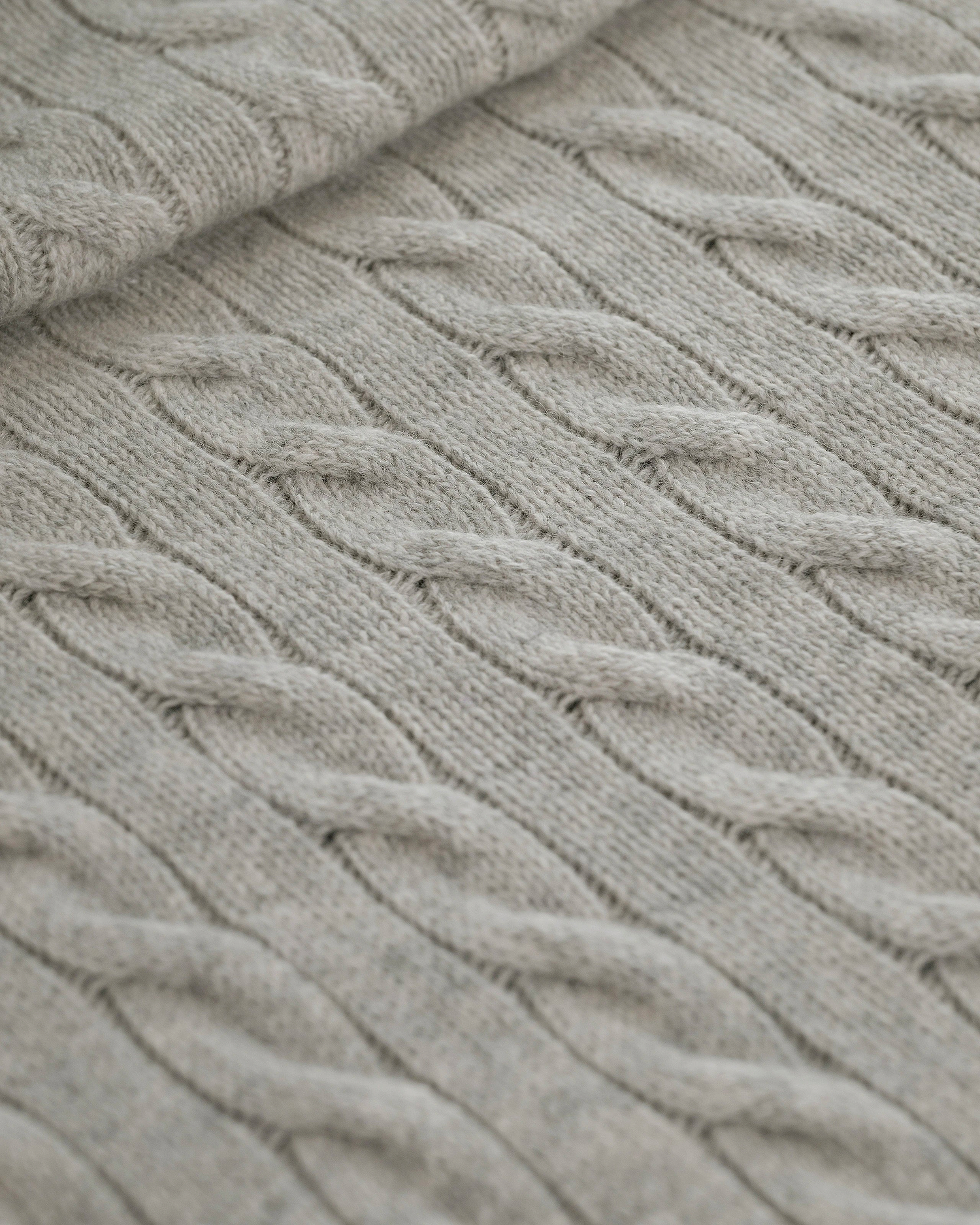 Cable Knit Baby Blanket - Light Grey Cashmere