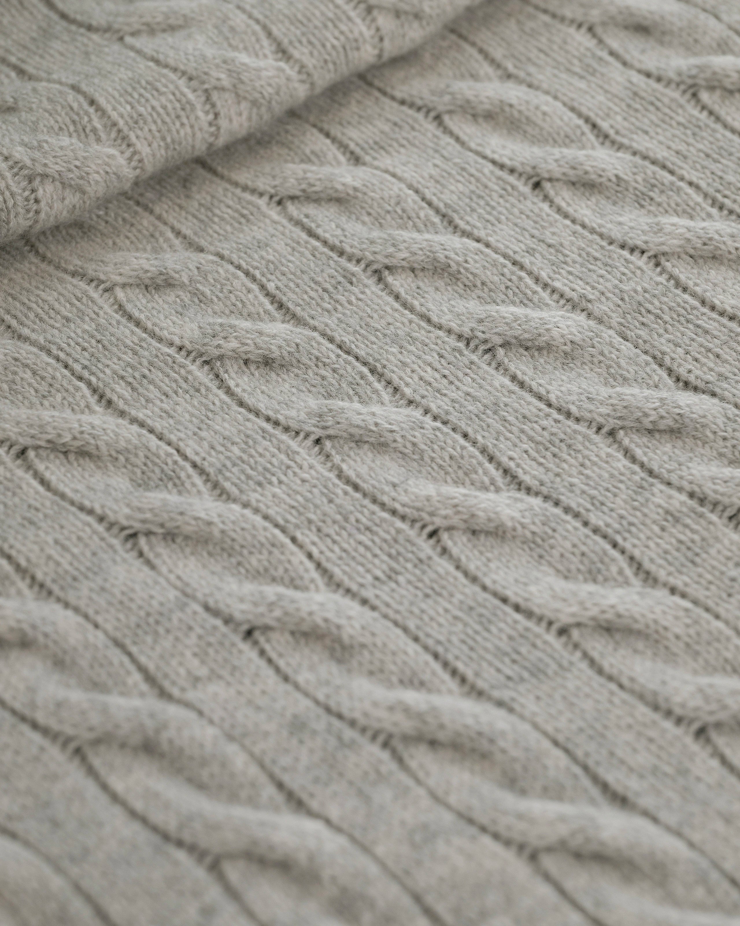 Cable Knit Baby Blanket - Light Grey Cashmere